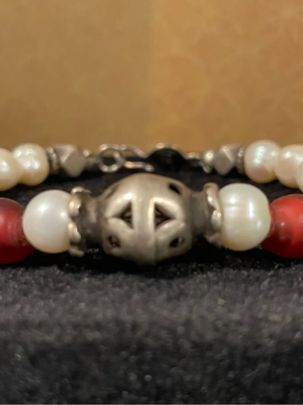 Turkmen Silver, Nagaland Glass and Pearl Bracelet